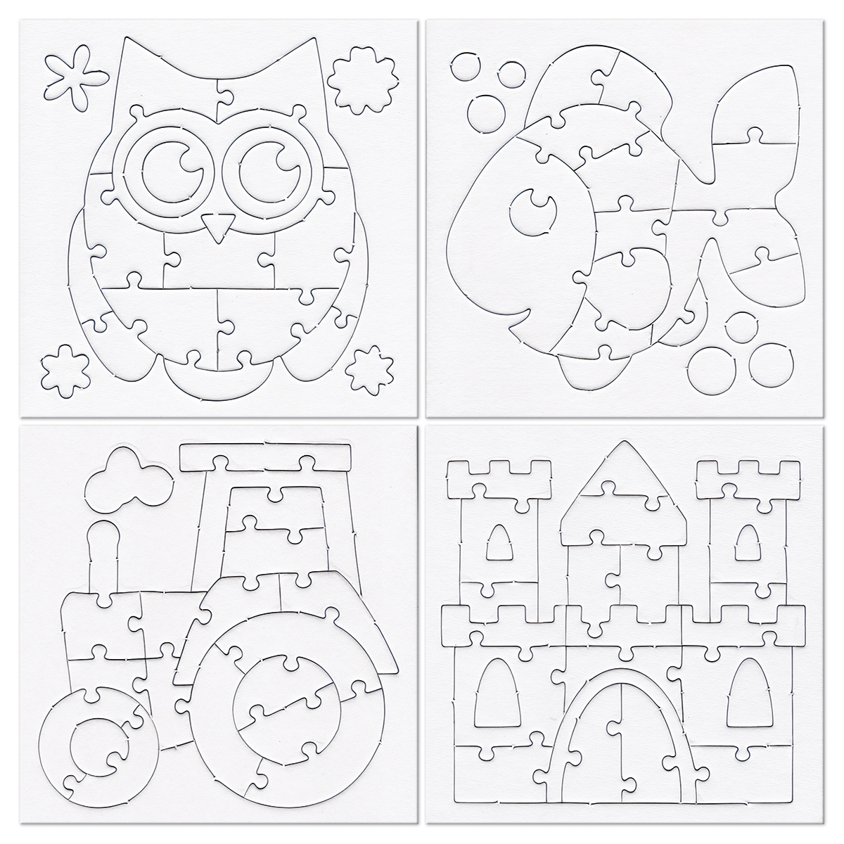 Mini-Puzzles zum Ausmalen 14x14,5cm 4 St. weiß