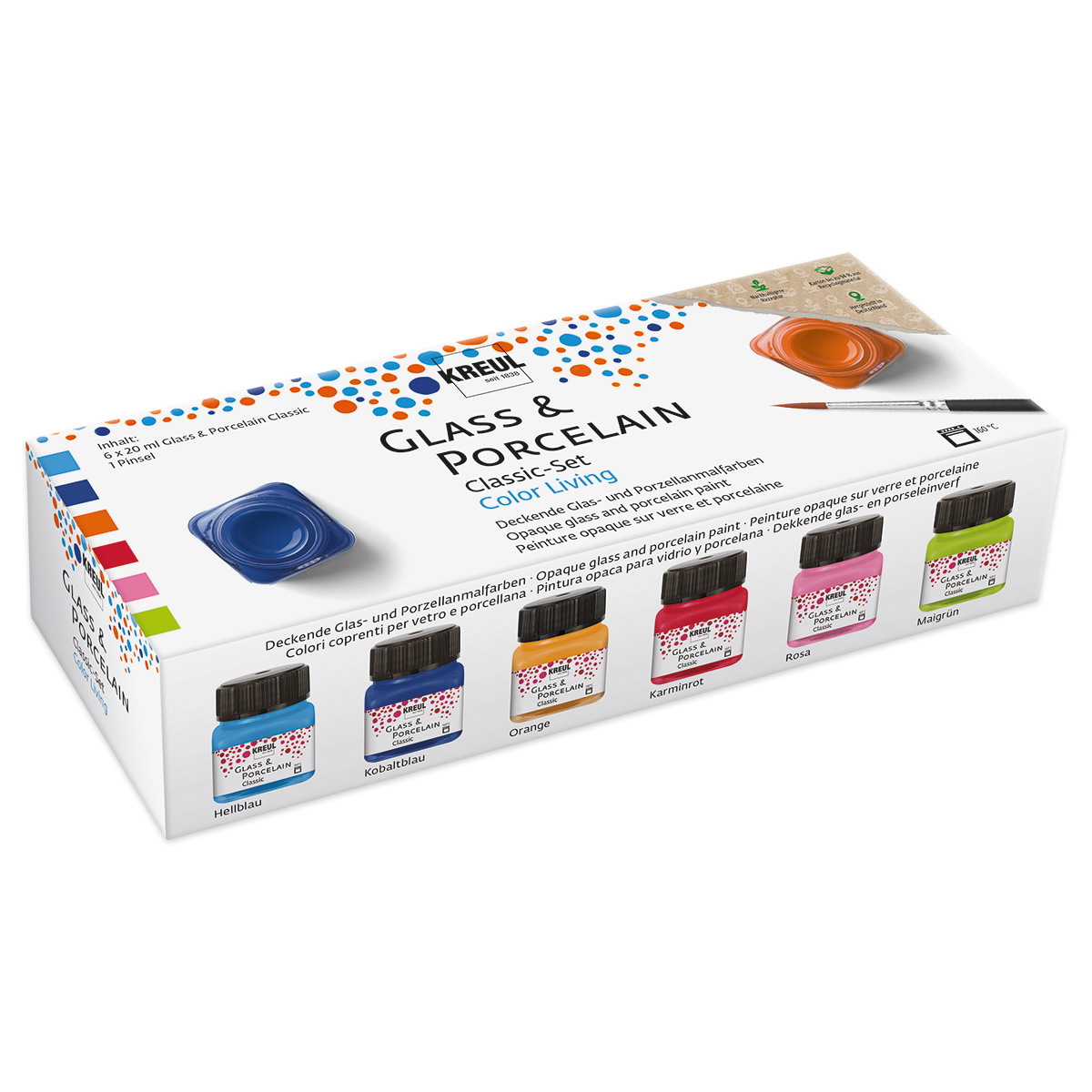 KREUL Glass & Porcelain Set Color Living 6 Farben à 20ml