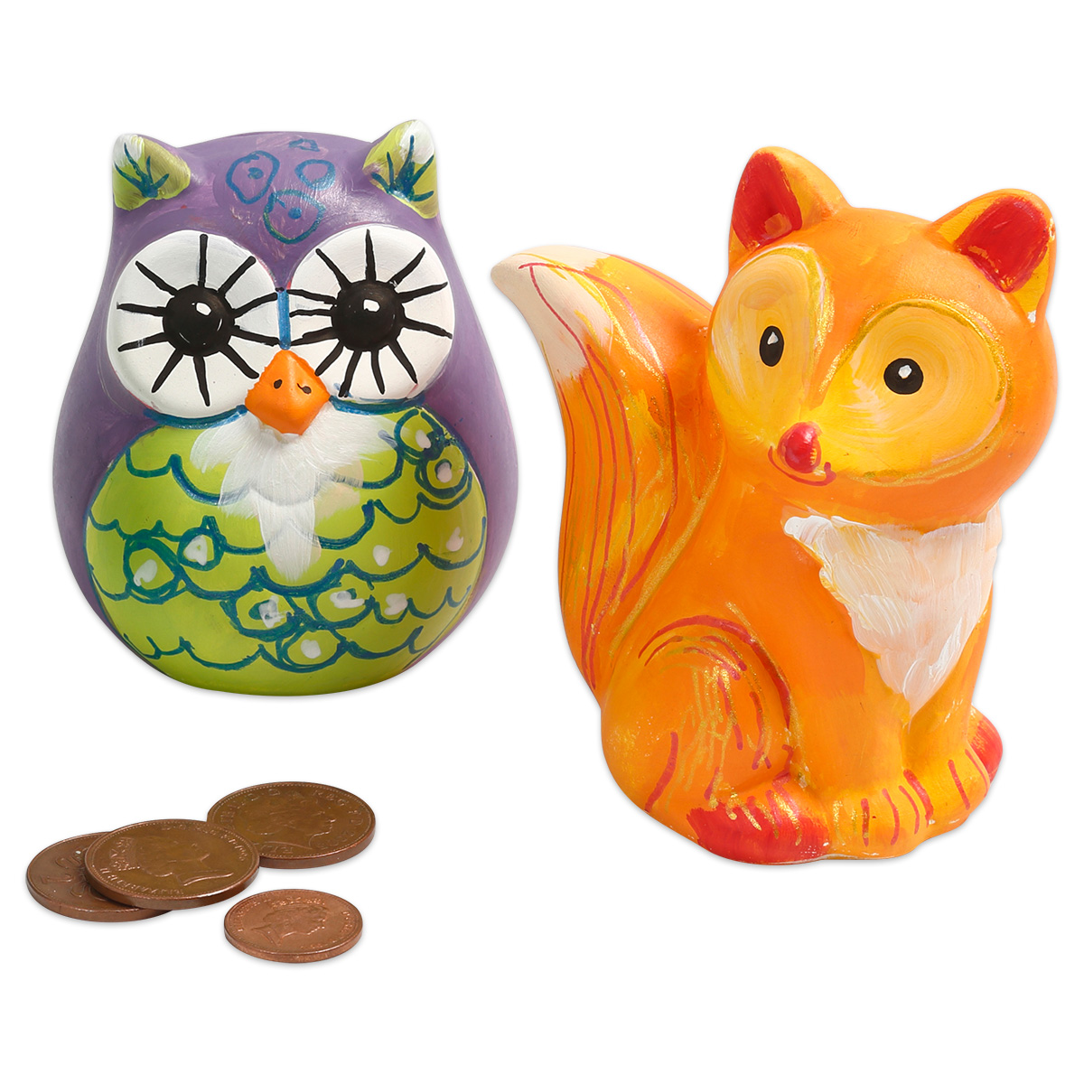 Spardosen Fuchs & Eule Terrakotta 9cm hoch 2 St. weiß Spardosen Fuchs & Eule Terrakotta 9cm hoch 2 St. weiß