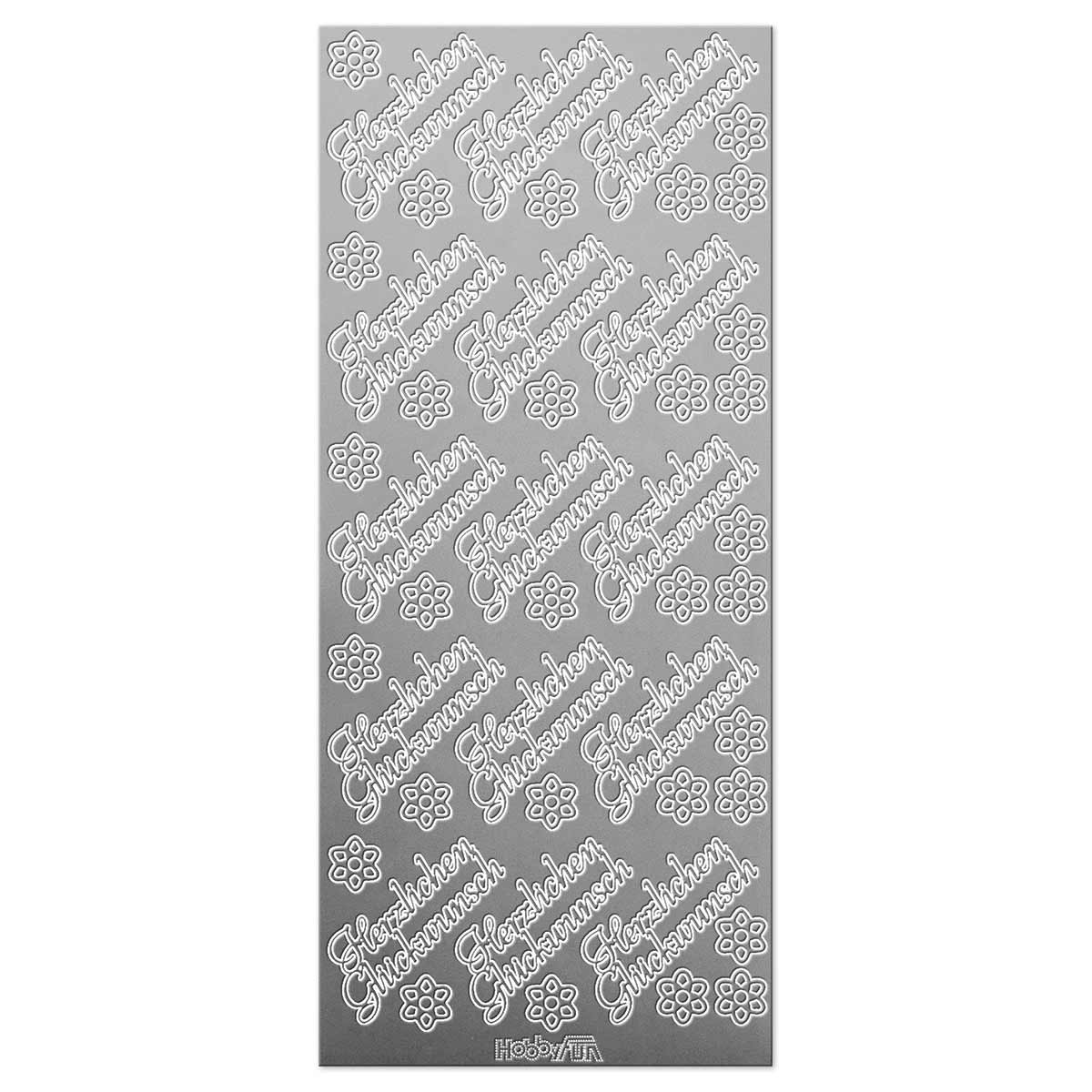 Konturensticker Herzlichen Glückwunsch silber-glänzend