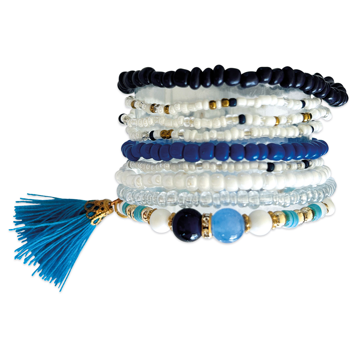 DIY Armbänder-Set schwarz-blau-weiß