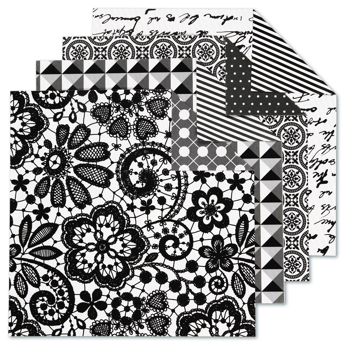 Faltblätter Origami-Papier 15x15cm 50 Bl. schwarz/weiß
