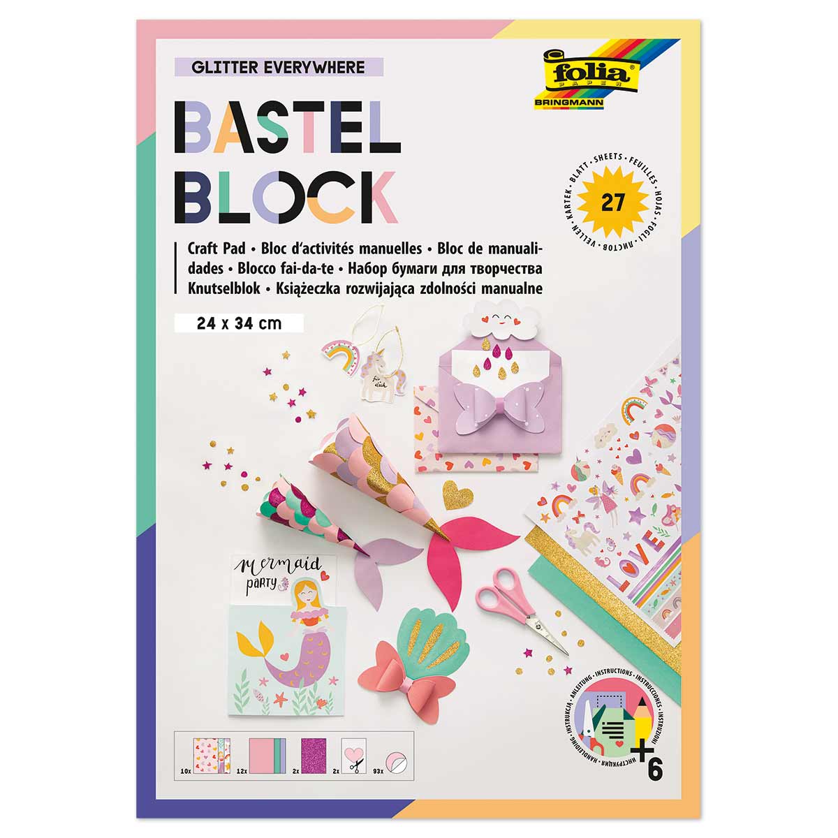 Bastelblock  24x34cm Glitter Everywhere 27 Bl.