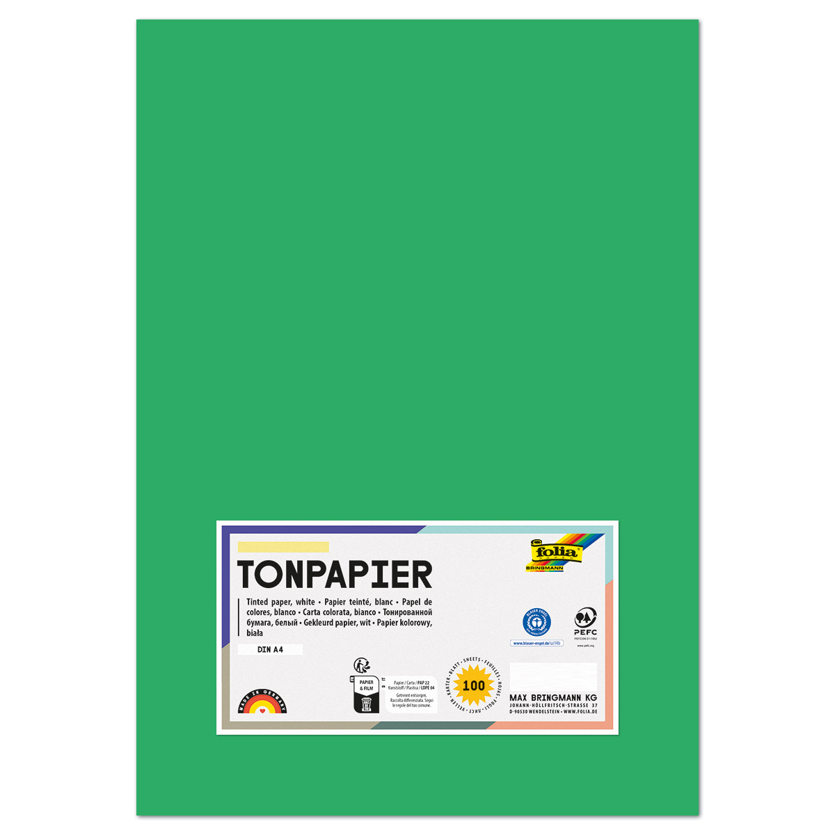 Tonpapier 130g/m² DIN A4 100 Bl. smaragdgrün