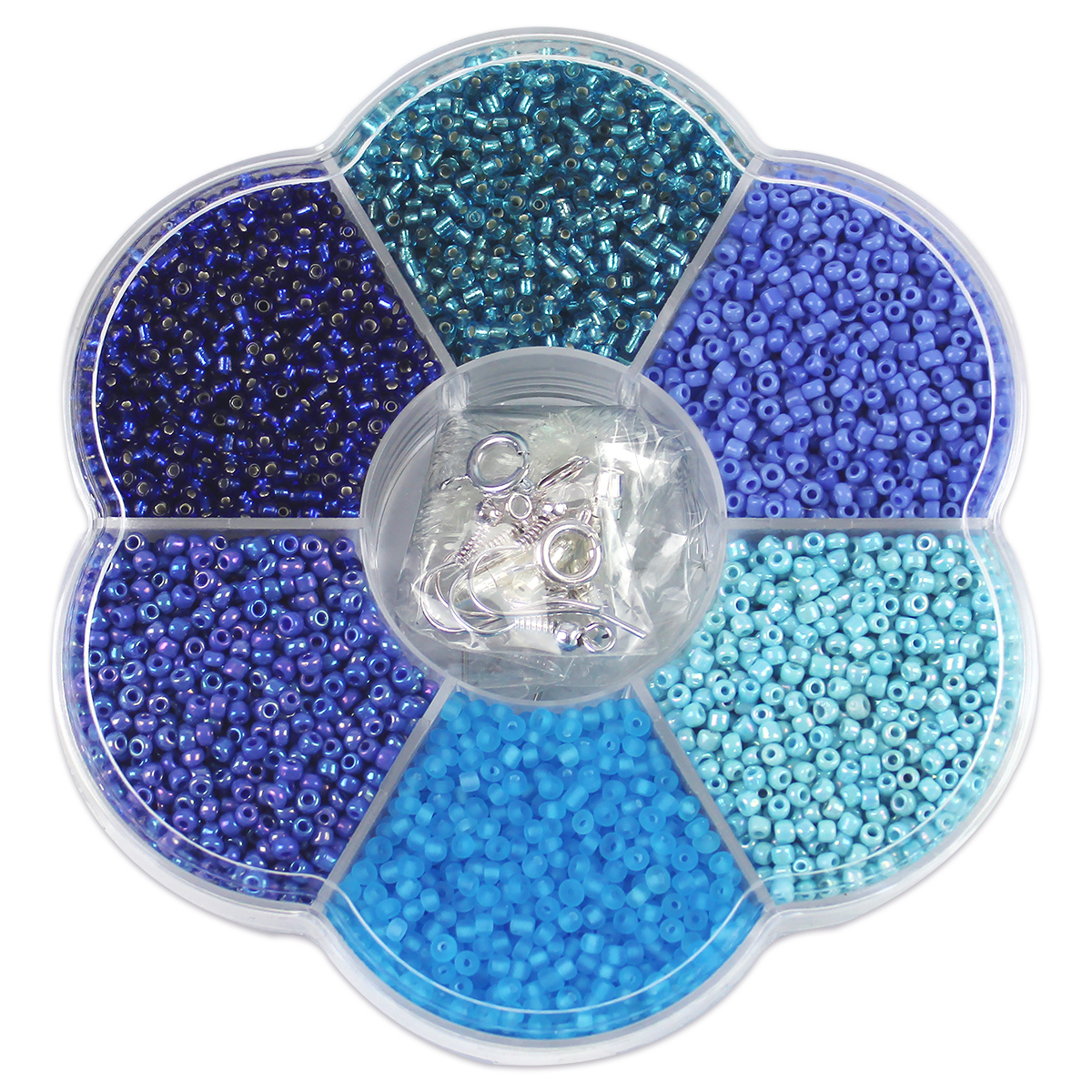 Rocailles Glas 2,6mm ca. 110g blauton mix