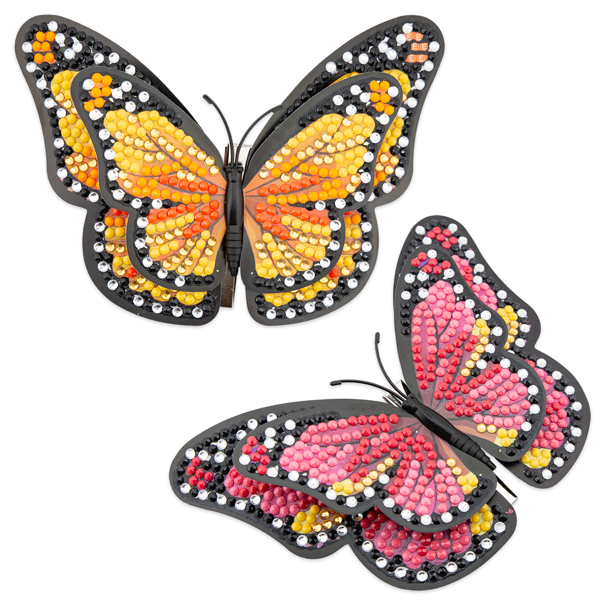 Diamond Painting Schmetterling 2er-Set mit Magnet rosa orange bunt