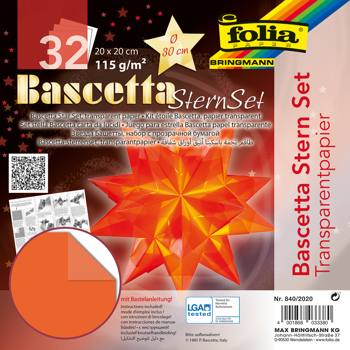Bascetta-Stern ca. Ø 30cm 32 Bl. orange