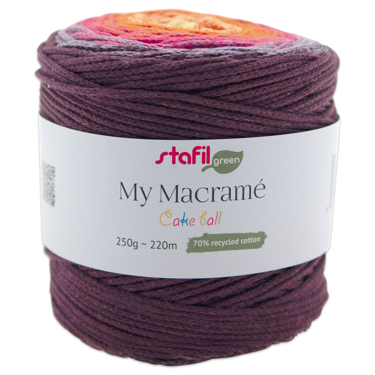 Makramee Cake Ball ca. 250g 2mm Mix 1 lila/orange
