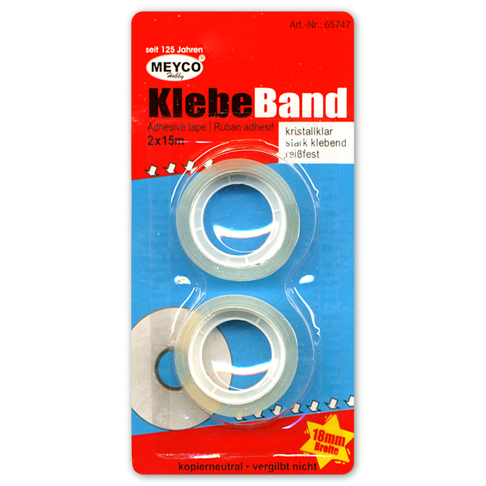 Klebeband 18mm 2 Rollen à 15m kristallklar