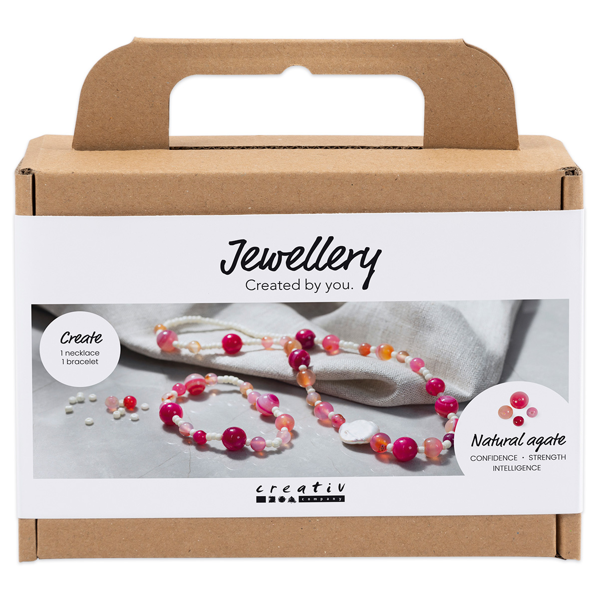 Mini-Kreativset Schmuck Achate Halskette & Armband pink