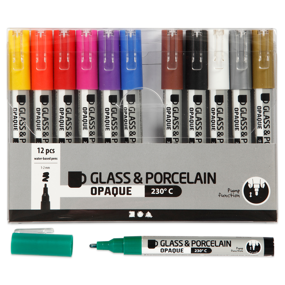 Glas- & Porcelainmalstifte 12St./Farben