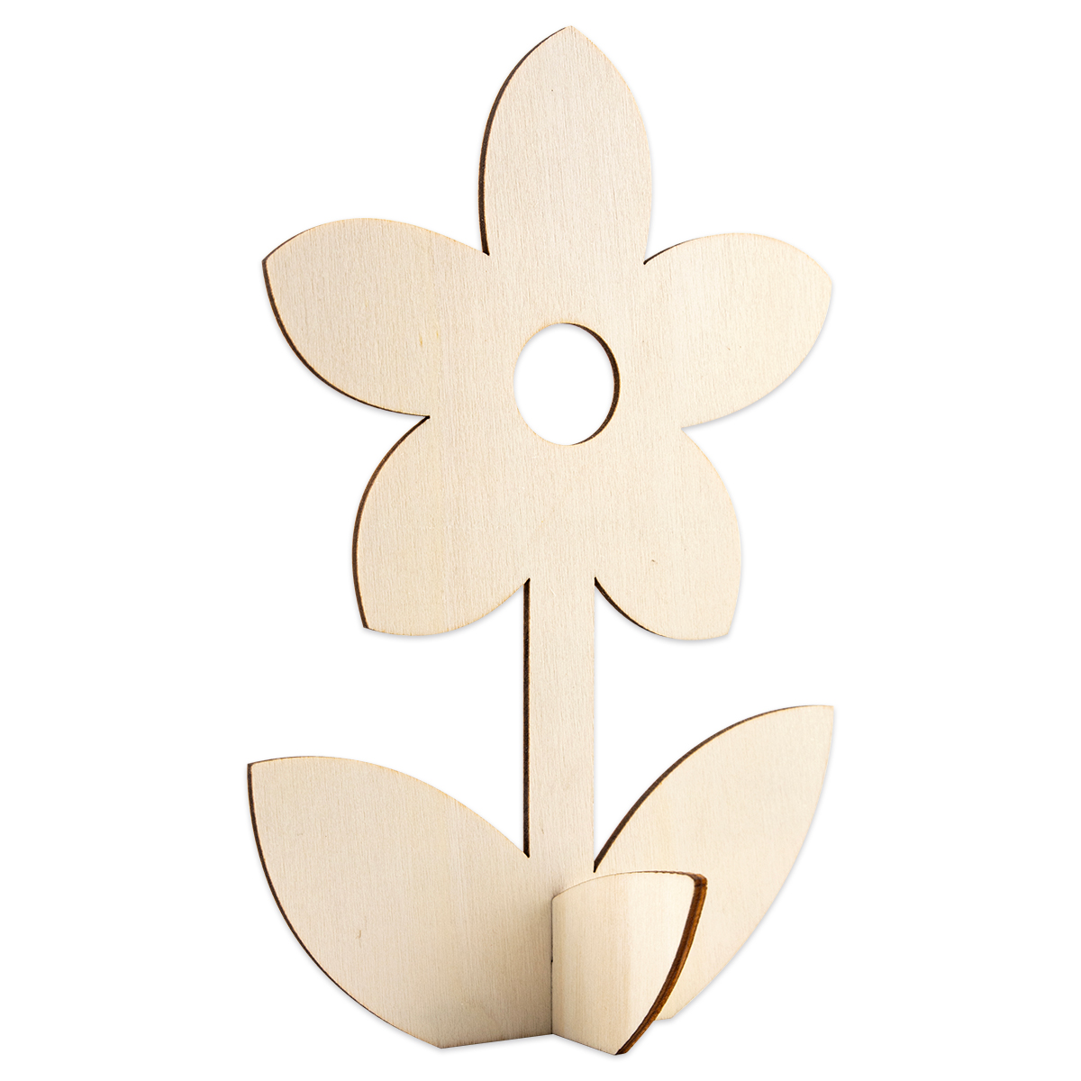 Stehfigur Blume Holz 15cm 2 St. natur