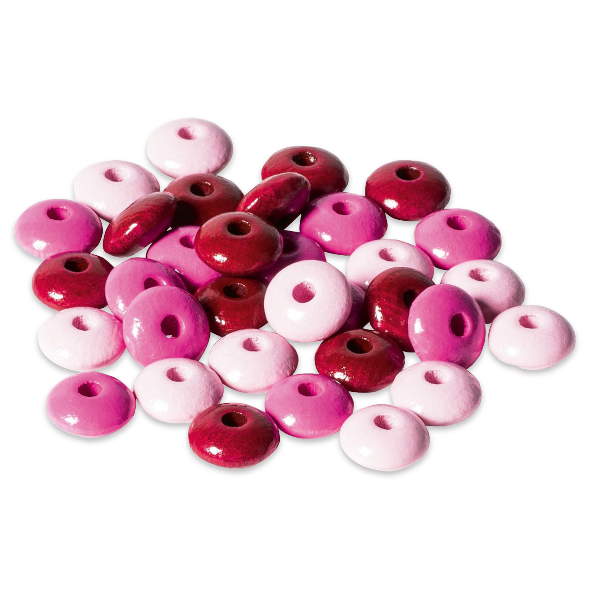 Holzlinsen-Mix 5mm stark Ø 10mm 33 St. rosa/pink
