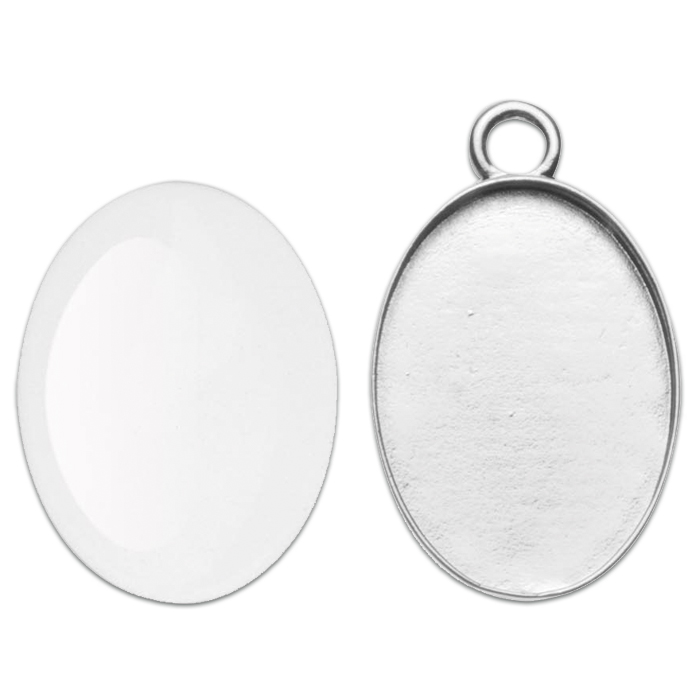 54963314DJ3ztaZPBnNqN Anhänger + Cabochon 27x19mm oval silberfarben