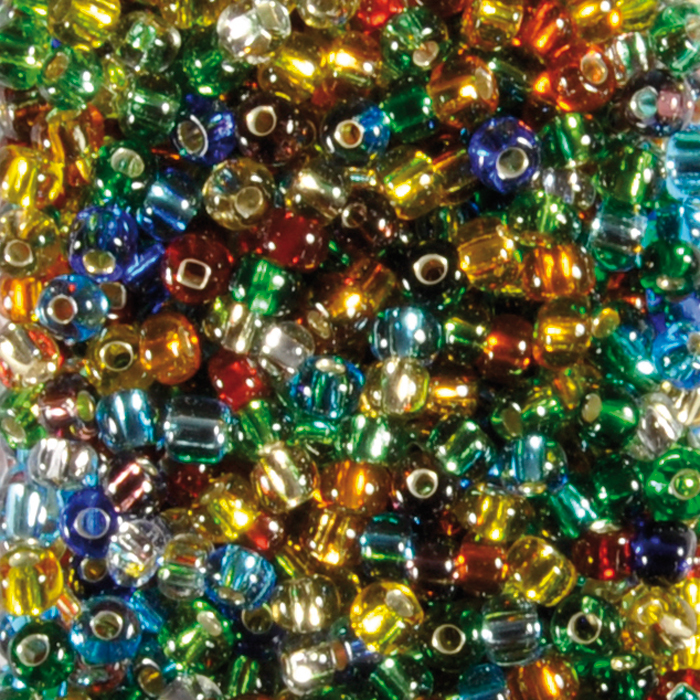 Glasperlen-Mix transparent Silbereinzug 5mm 100g