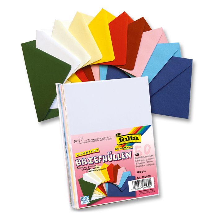 Briefumschläge für DIN A6 50 St./10 Farben