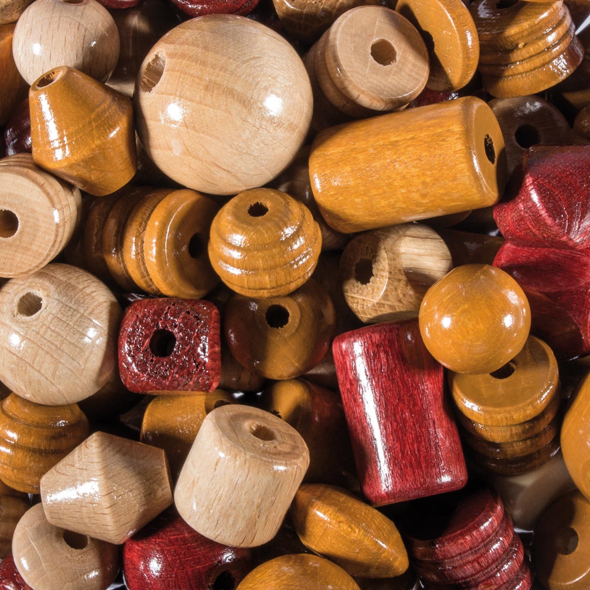 Holzperlen-Mix ca. 8-25mm 1.000g natur lasiert