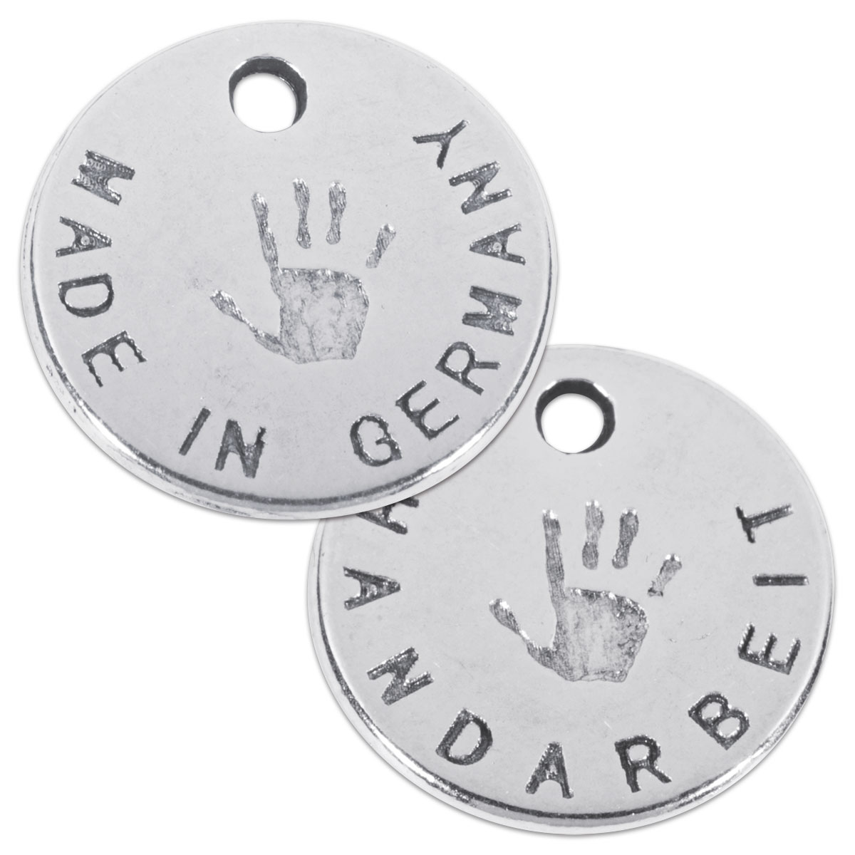 Metallanhänger Handarbeit rund 12mm 30 St. altplatinfarben