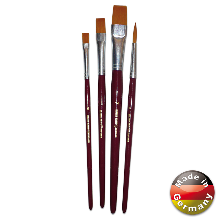 Pinsel-Set feines Nylonhaar rund/flach 4er-Set
