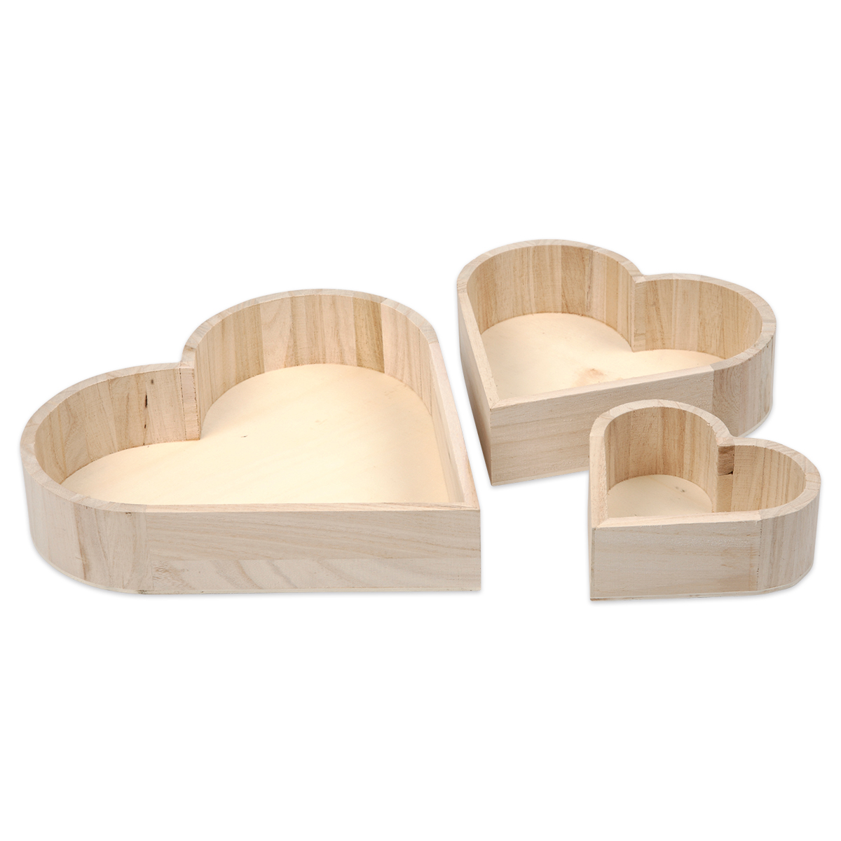 Holzschalen-Set Herz natur 3 St./Größen