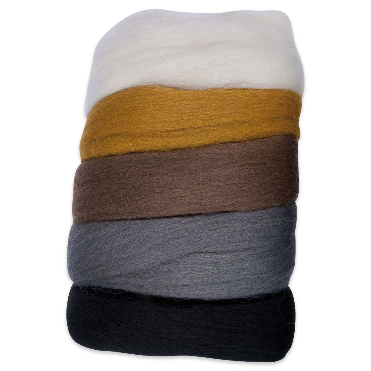 Kammzugwolle Merino 50g weiß/braun/schwarzton