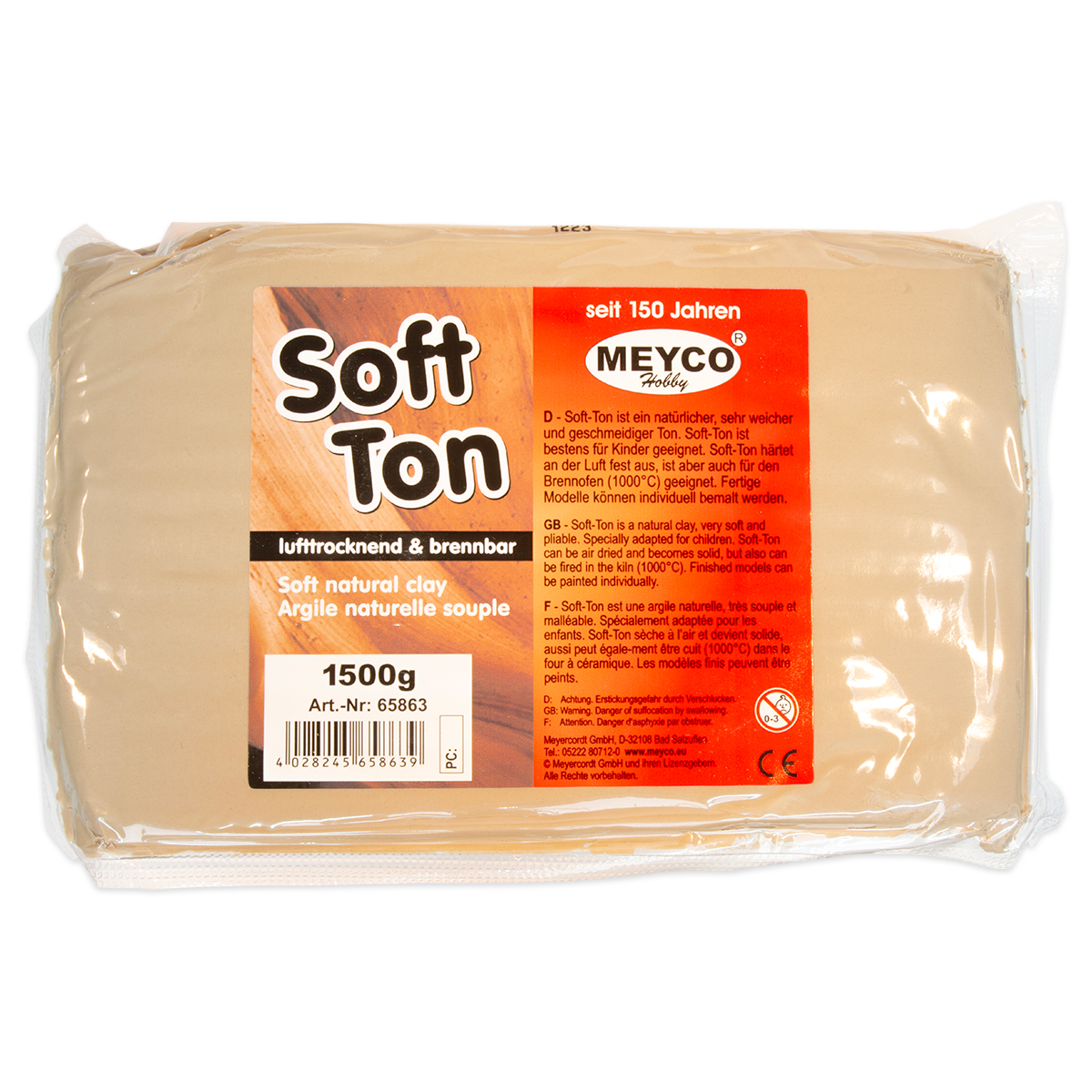 50265863 Soft-Ton 1500g lufthärtend & brennbar naturweiss
