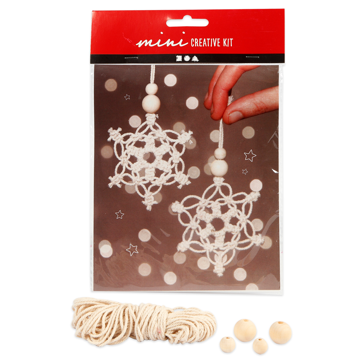 Mini-Kreativset Schneeflocke aus Makramee ca. 10cm