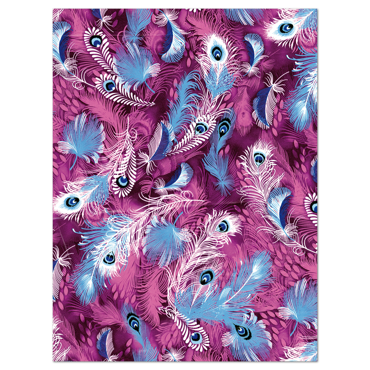 Decoupagepapier Pfauenfedern pink/blau 3 Bl.