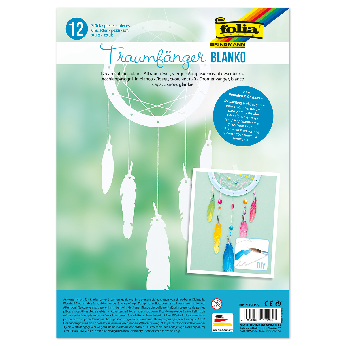 Traumfänger-Stanzbögen Karton Ø ca. 20cm 12 St. weiß