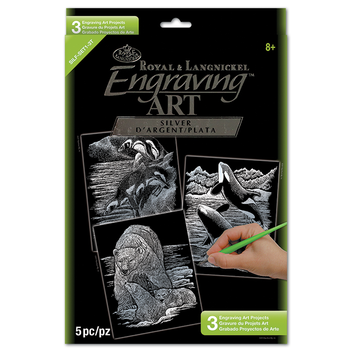 Kratzbilder-Set silber 22,2x29,2cm 3 St Polartiere
