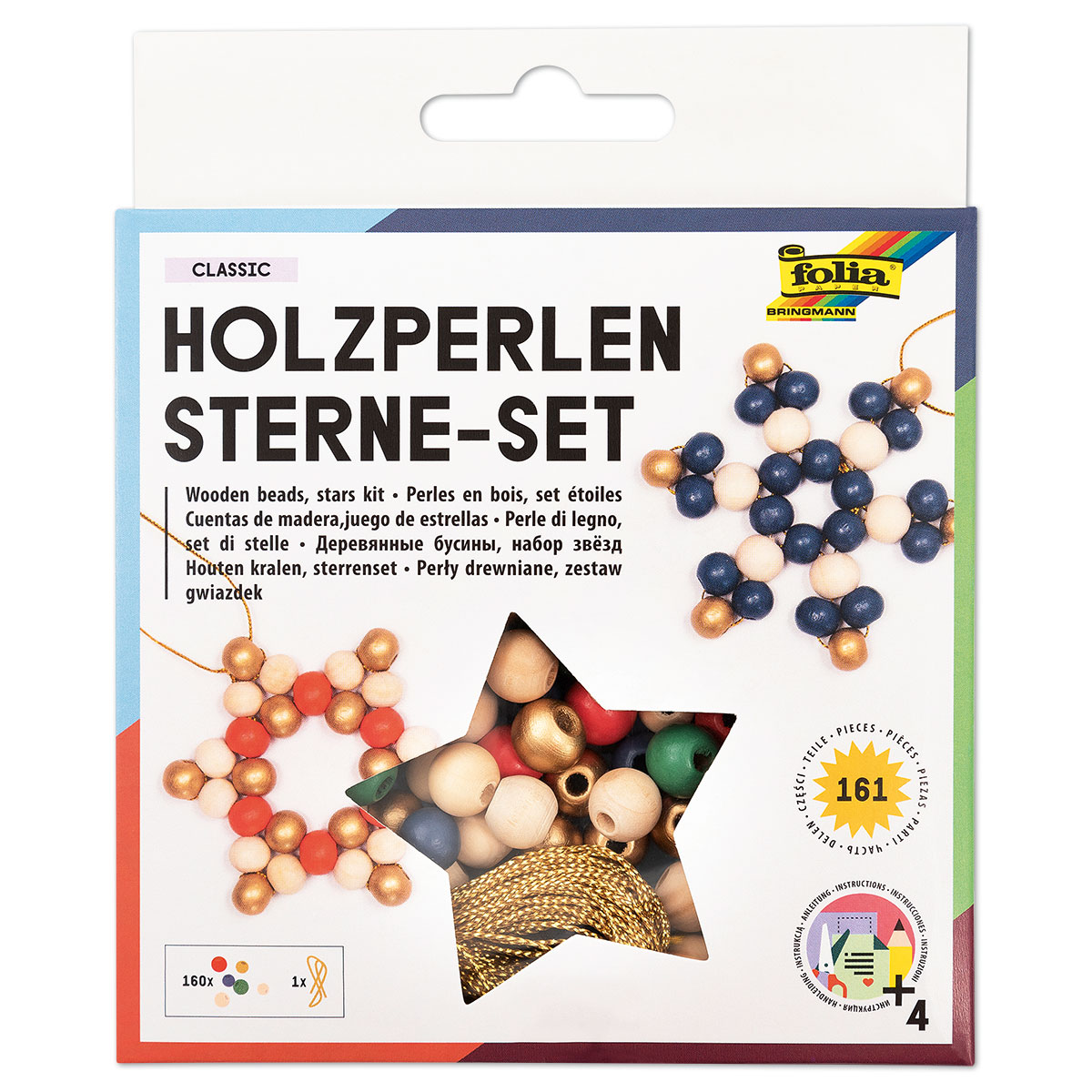 Holzperlen Sterne-Set 161-teilig classic