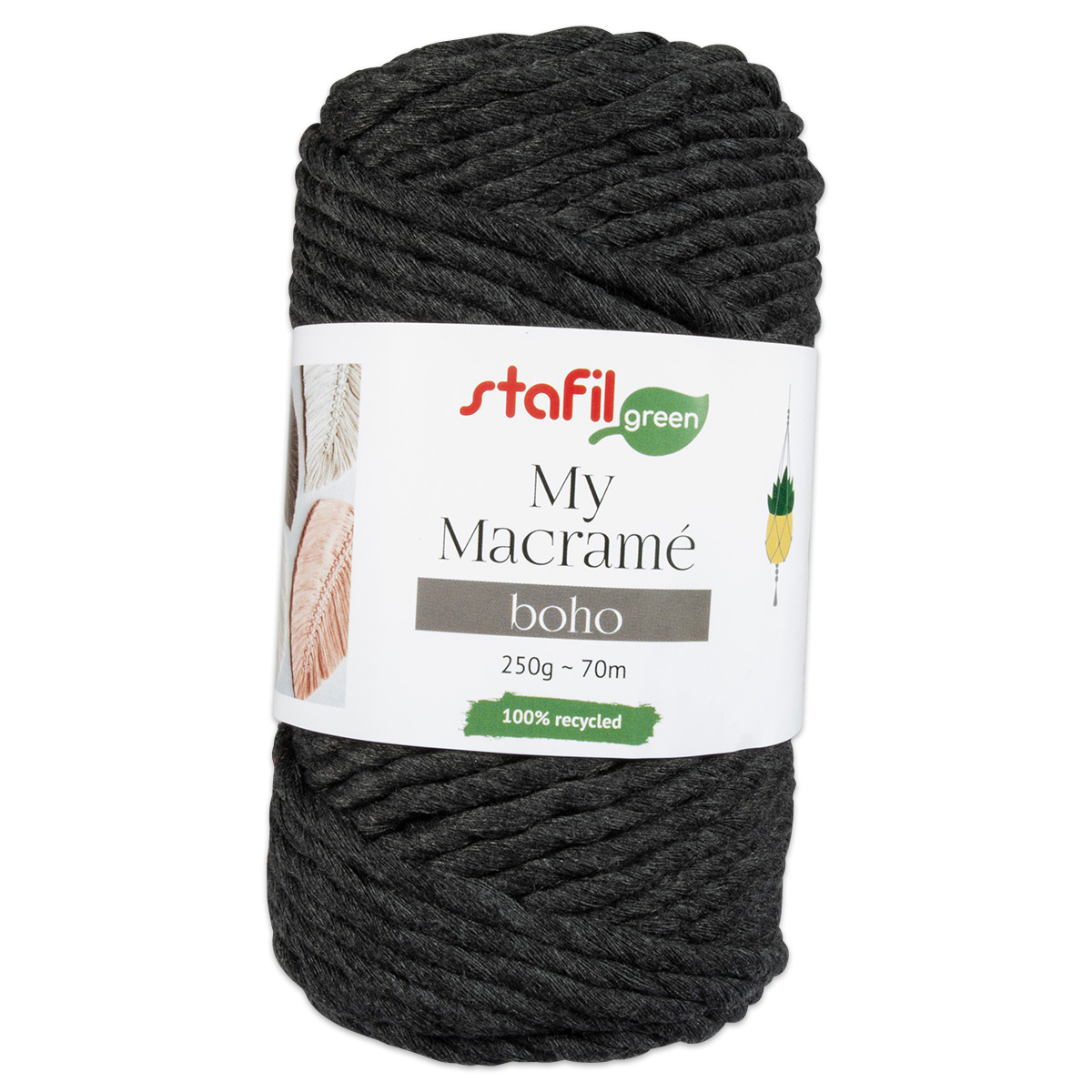 Makramee Boho Garn Ø 4mm 250g anthrazit