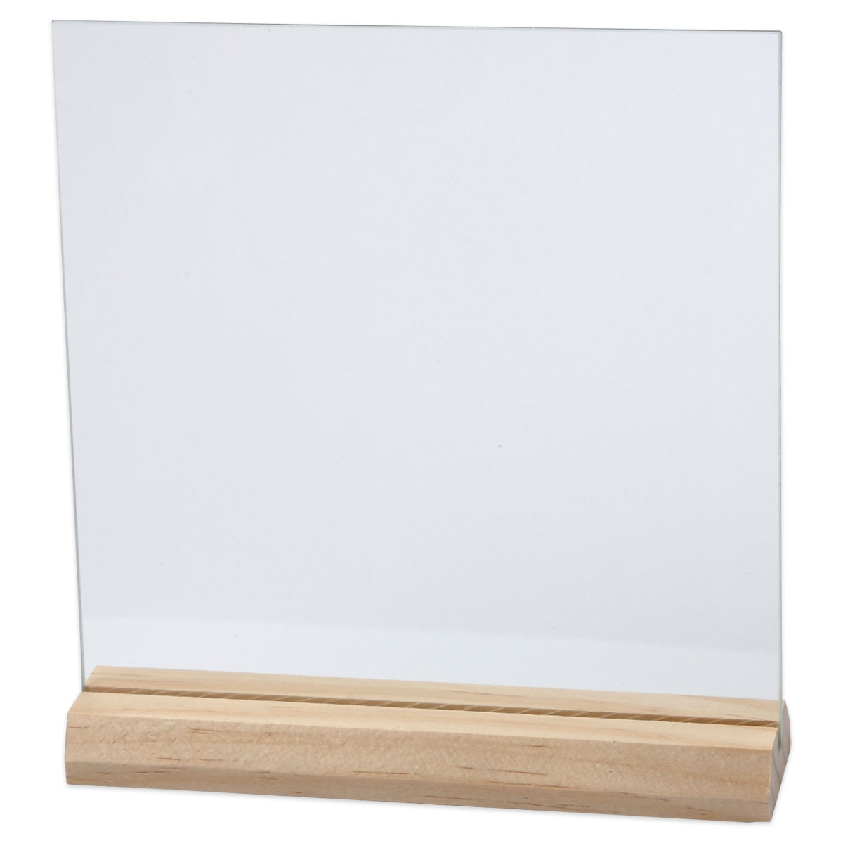 Glasplatten mit Holzständer 15,5x15,5x2,8cm 10 St. natur