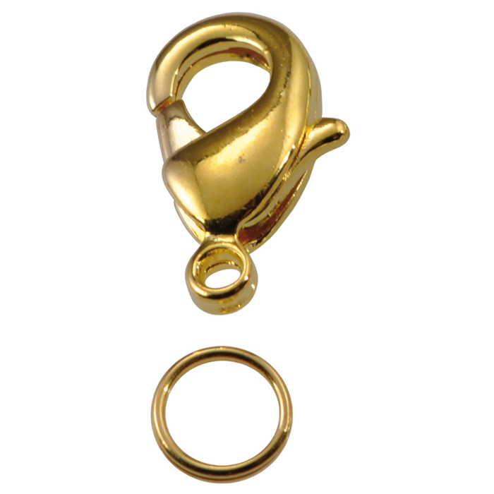 Karabiner + Spaltring Metall 10mm 50 St. goldfarben