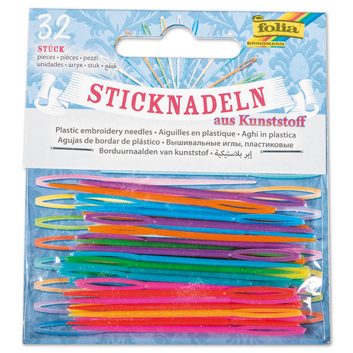 Sticknadeln Kunststoff 1,8mm 6,5cm 32 St. bunt