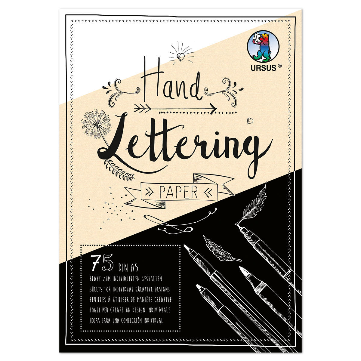 Handlettering Paper Tonkarton 75 Bl. /3 Farben