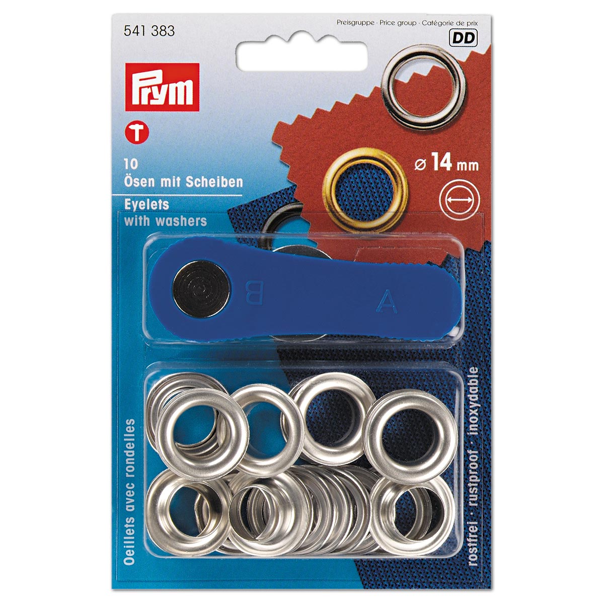Prym Ösen & Scheiben Innen-Ø 14mm 10 St. silberfarben