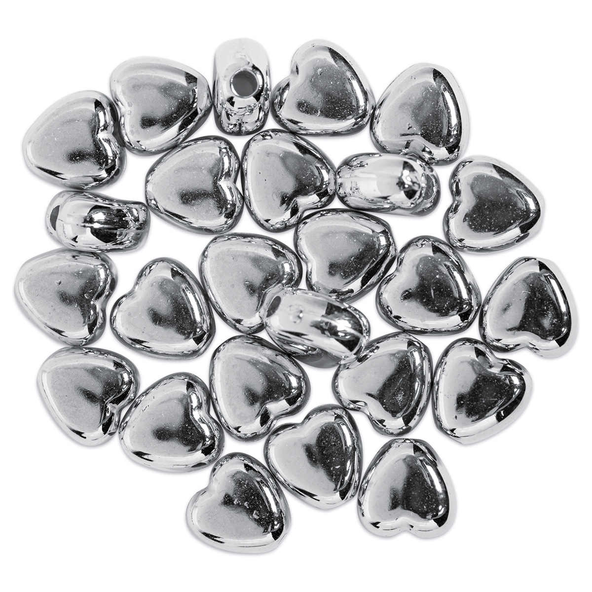 Kunststoffperlen Herz 6mm 7g platinfarben