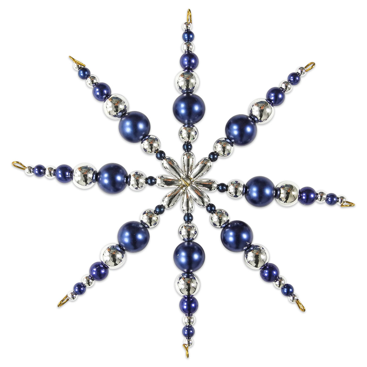 Kreativset Perlenstern ca. 12cm blau-silberfarben