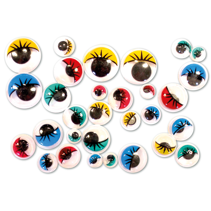Wackelaugen rund mit Wimpern 100 St. buntmix