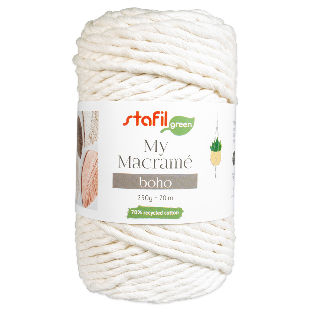 Makramee Boho Garn Ø 4mm 250g creme