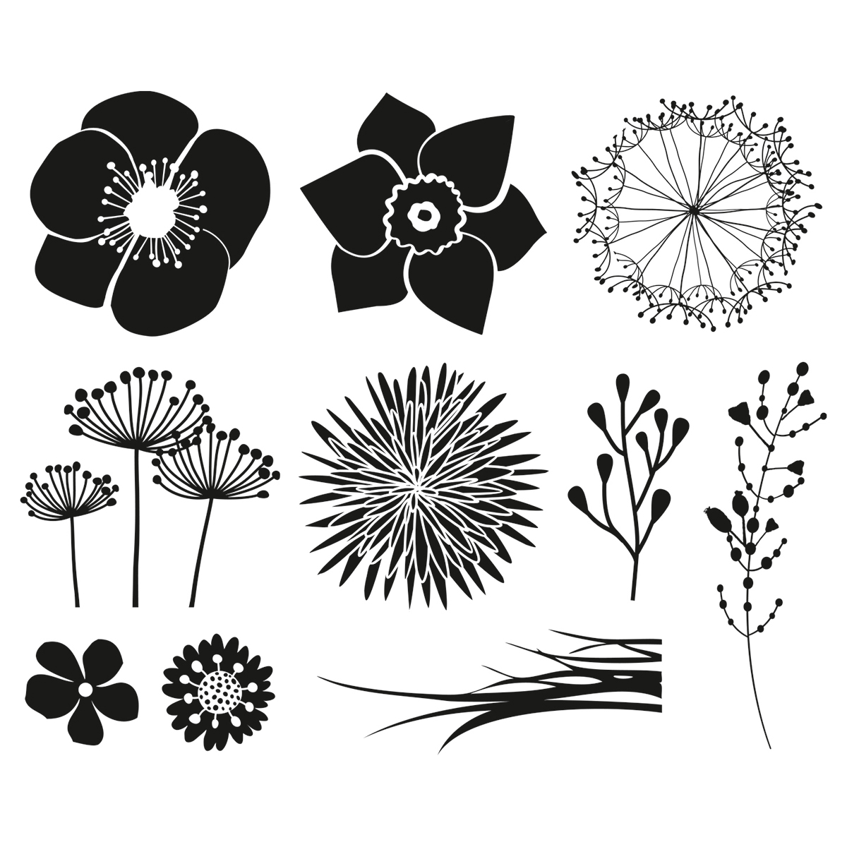 Stempelset Blumen 12x3x10cm 10 St.