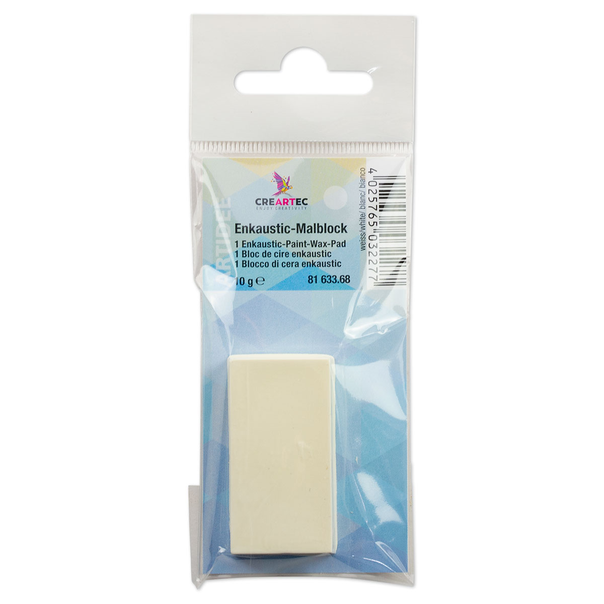 Enkaustik-Malblock 45x25x10mm ca. 10g weiß