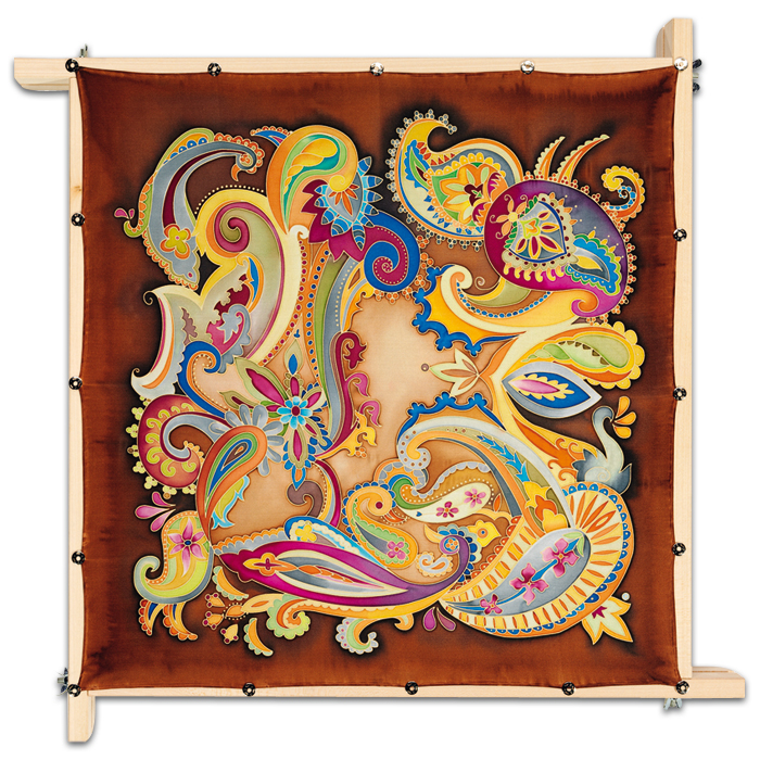 Tuch Gutta gold 55x55cm Paisley naturweiß