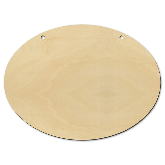 Türschild oval Holz 4mm 2 Bohrungen 19x14cm natur