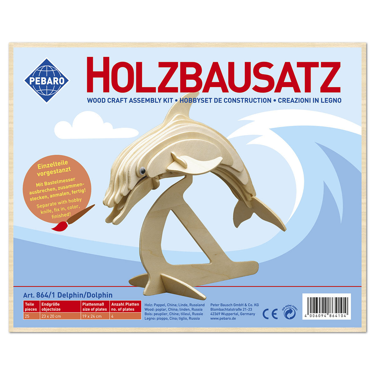 58708641_1 Holzbausatz Delphin 23x20cm 25 Teile