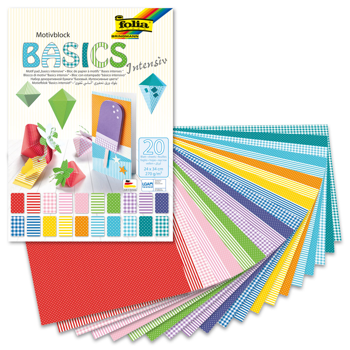 Motivkarton-Block 270g/m² 24x34 20 Bl. Basics Intensiv