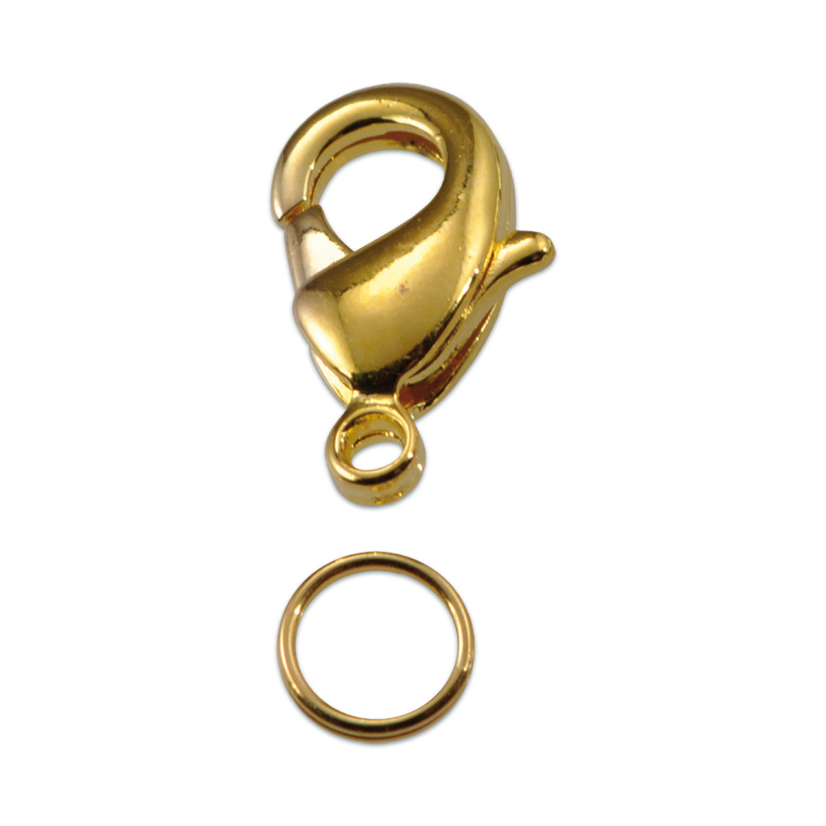 Karabiner + Spaltring Metall 12mm 4 St. goldfarben