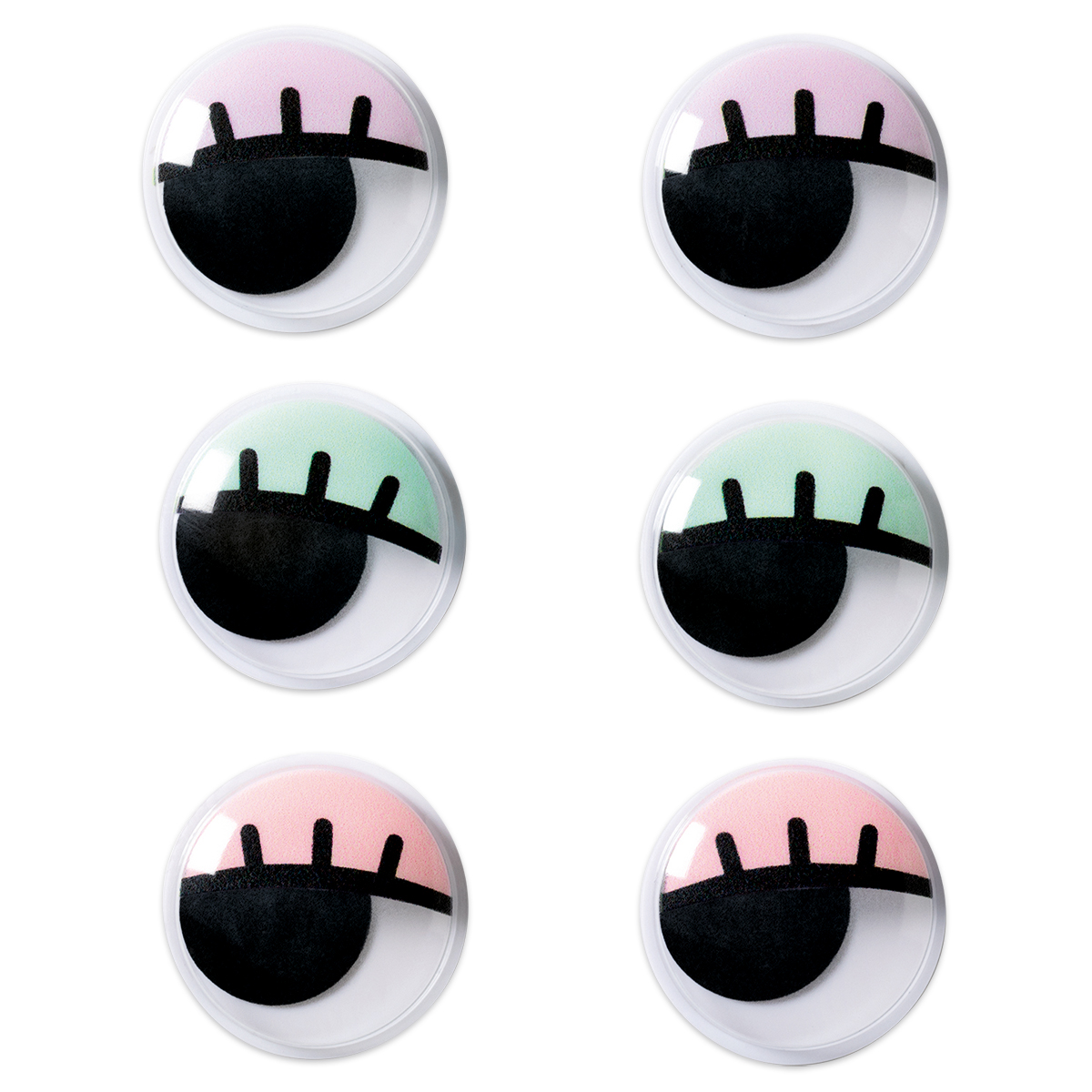 Wackelaugen mit Wimpern Ø 30mm 6 St. selbstklebend farbig