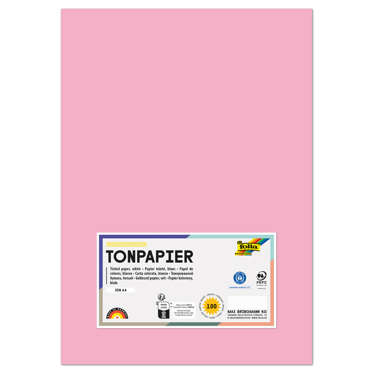 Tonpapier 130g/m² DIN A4 100 Bl. rosa